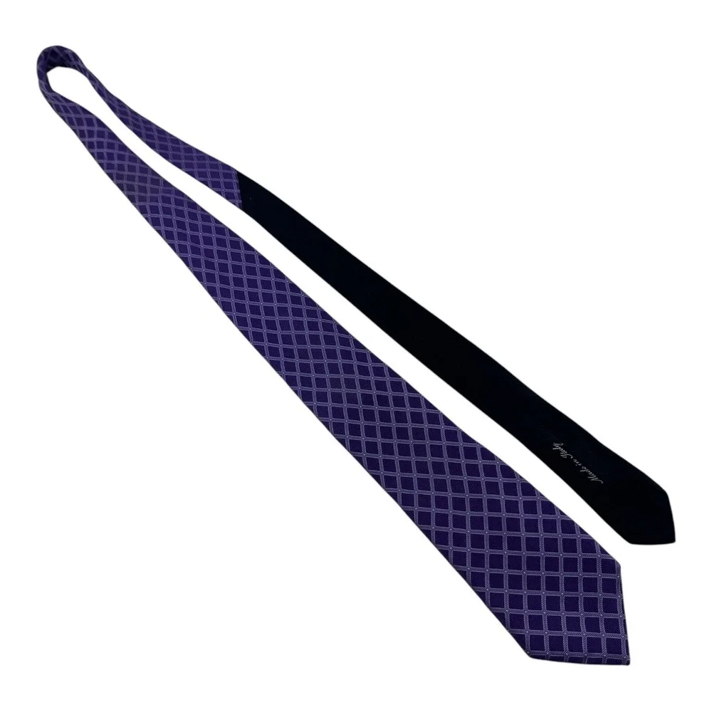 Napoli di Nordstrom‎ Designer Silk Neck Tie Purple Diamond Check